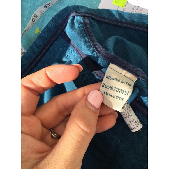 L.l.bean womens fabric jacket size small button blue turquoise 100% Pima cotton - Picture 9 of 13